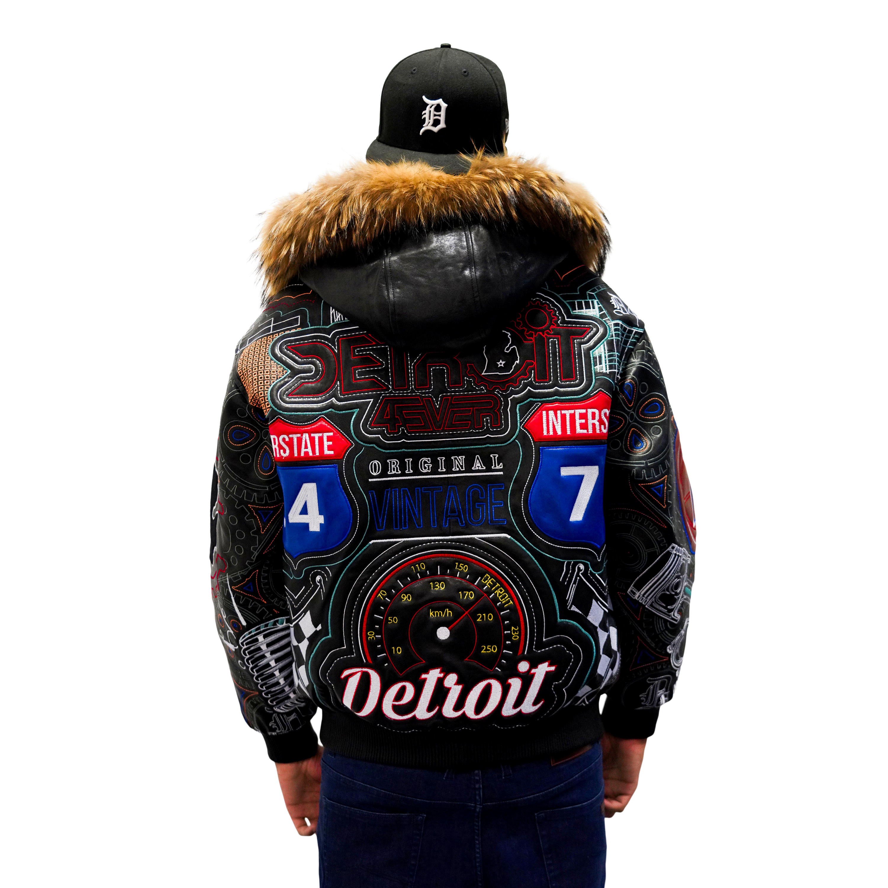 Detroit 4Ever Embroidered Bomber with Hood