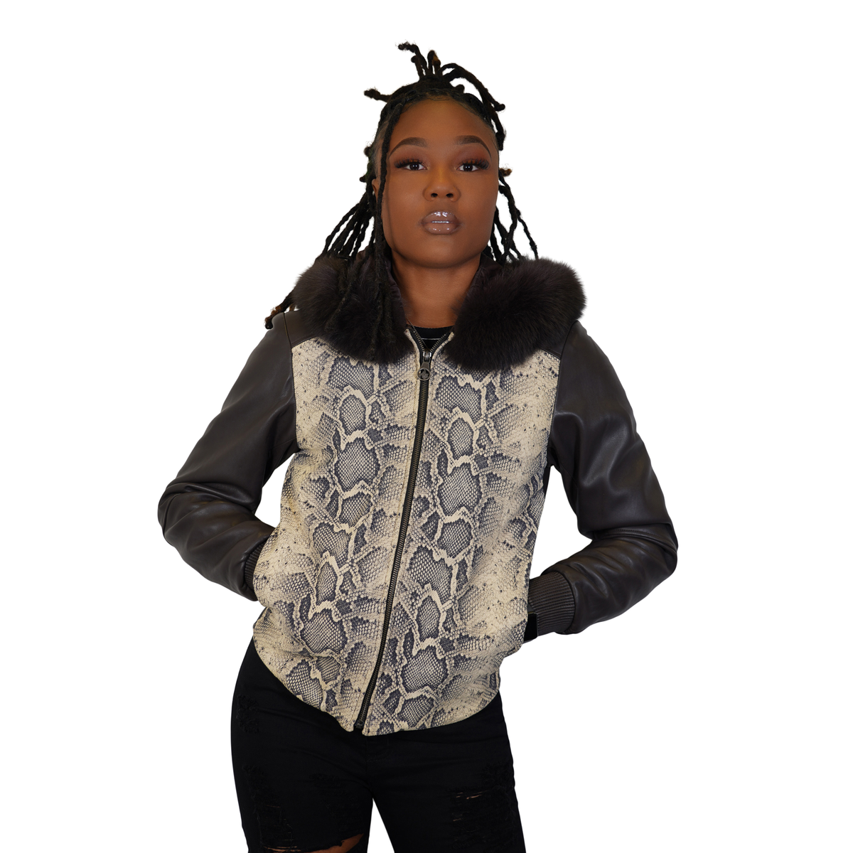 Women's Snakeskin Fusion Leather Jacket
