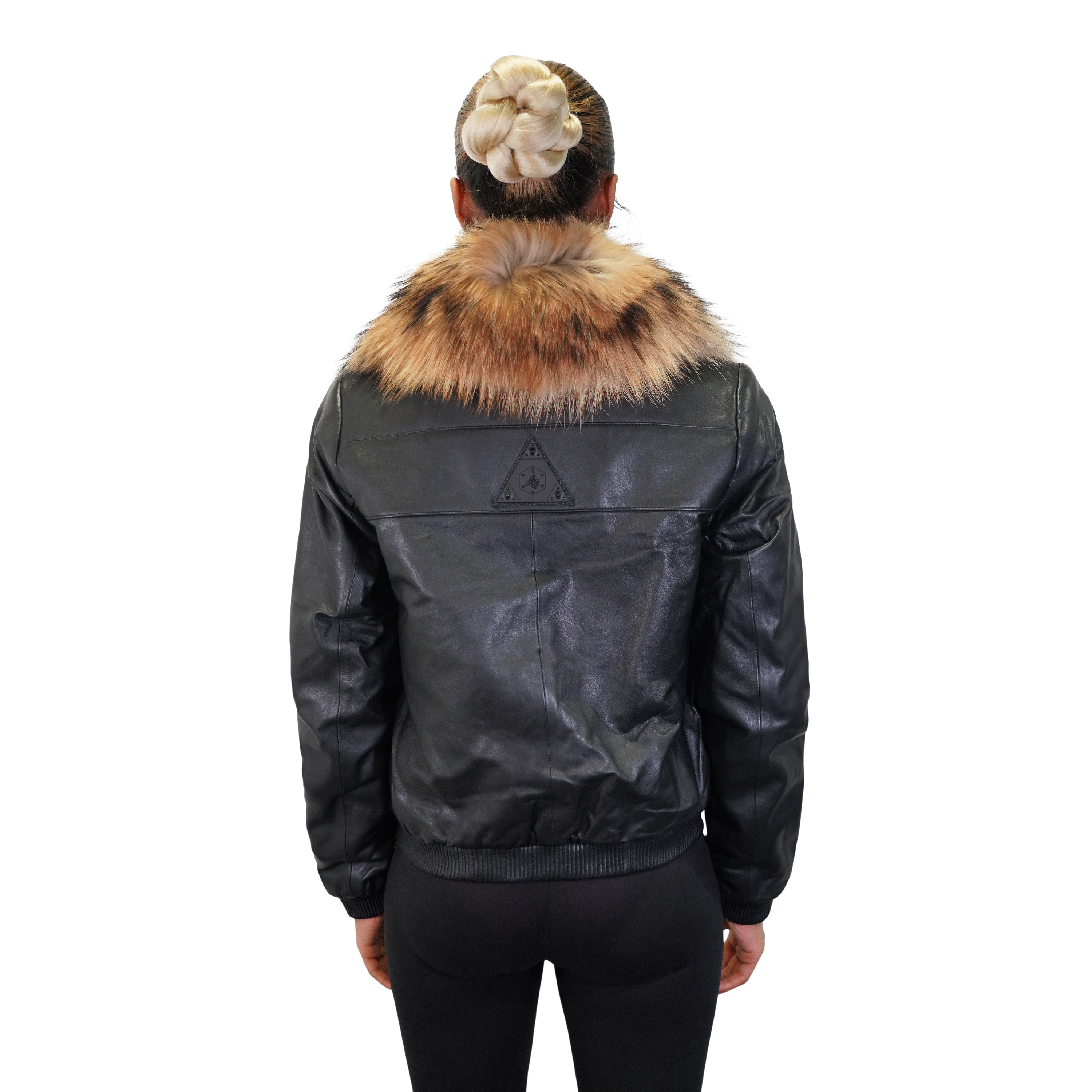 Luxury Fur-Collar Women's Leather Jacket