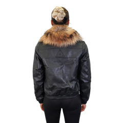 Luxury Fur-Collar Women's Leather Jacket