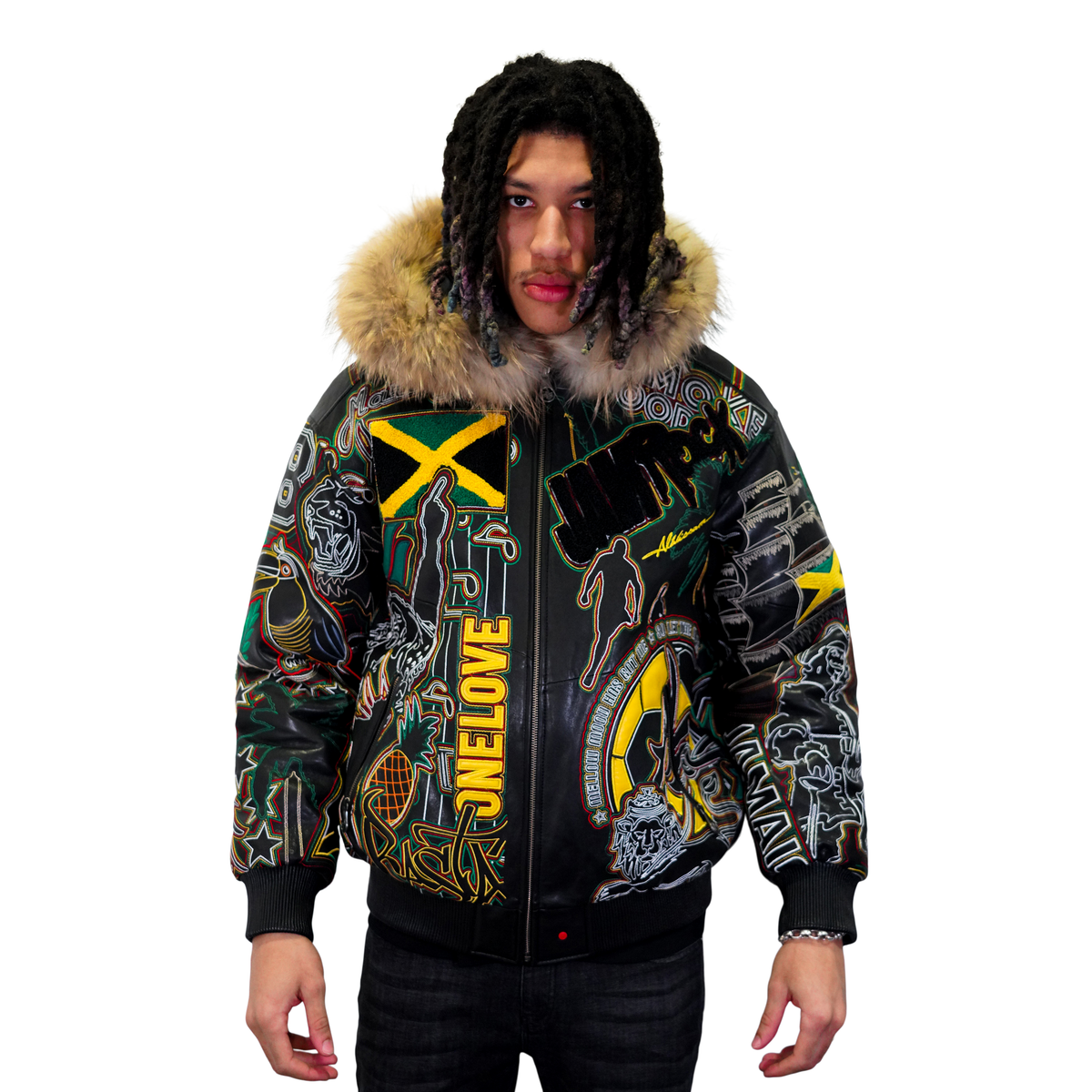 Jamaica Embroidered Bomber With Hood